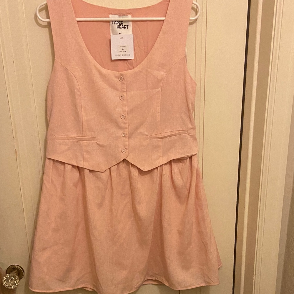 Pink Heart Light Pink Buttoned juniors Dress